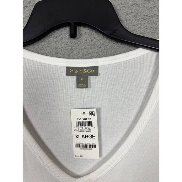 Style & Co Women's Essentials V-Neck Long Sleeve Top White Size Extra Large NWTs - Picture 7 of 8